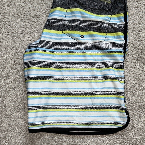 Billabong platinum zero gravity stretch blue white green gray stripe 35 size - Picture 7 of 7